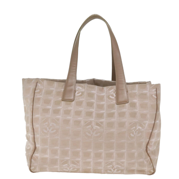 CHANEL New Travel Line Tote Bag Nylon Beige CC Auth bs14728 - Picture 2 of 16